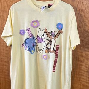 NWT Disney Yellow Short Sleeve Tee with Cartoon Friends, Yellow, XL